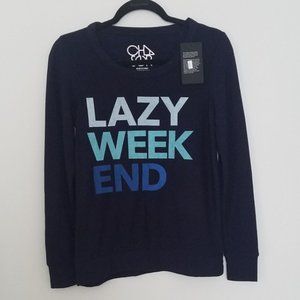 NWT Chaser Navy Blue Lazy Weekend Sweatshirt S
